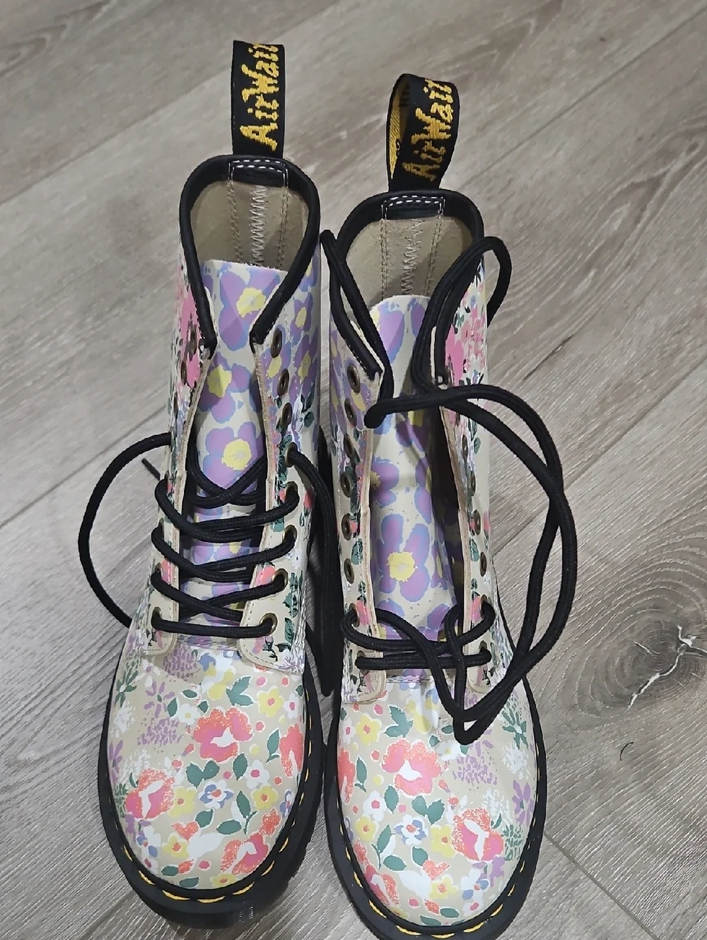 Dr. Martin Floral Combat Boots - Pastel Multi - Picture 1 of 2